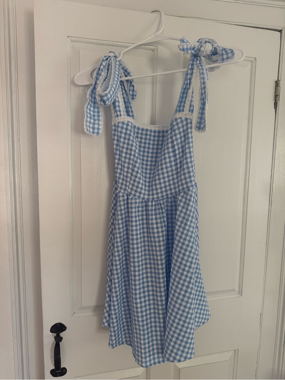 SHEIN Dorothy Dress Blue Gingham Tie-Shoulder Sundress